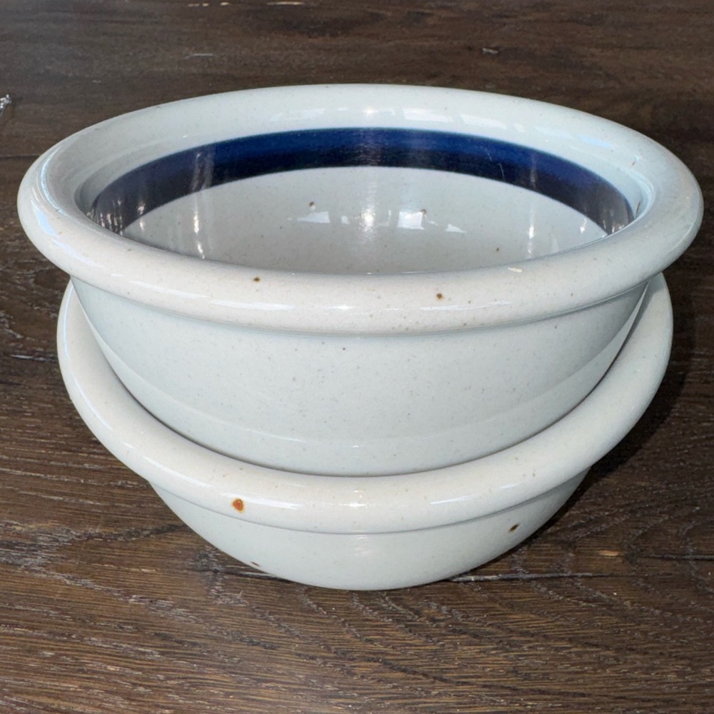 Vintage Dansk BLT Blue Stripe Stoneware Bowls – Set of 2 – Japan/Niels Refsgaard - Picture 8 of 10